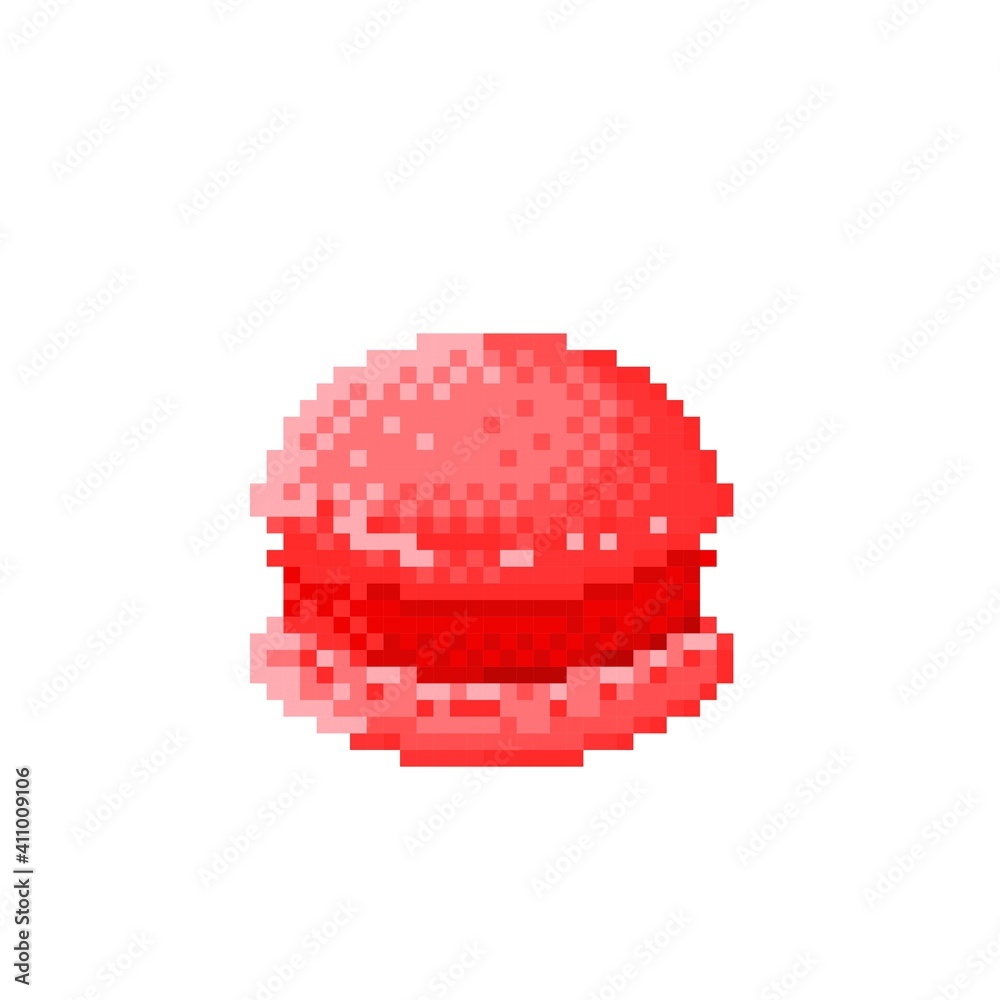 Macaron pixel art. Macaron cartoon. Vector illustration. Valentine's Day.
