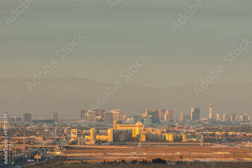 Las Vegas view during golden hour 