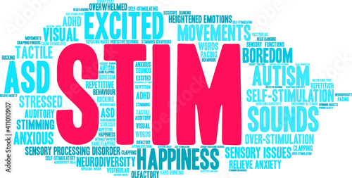 Stim Word Cloud on a white background. 