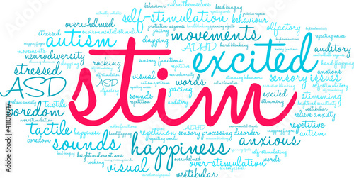 Stim Word Cloud on a white background. 