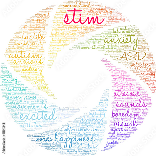 Stim Word Cloud on a white background. 