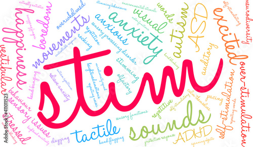 Stim Word Cloud on a white background. 