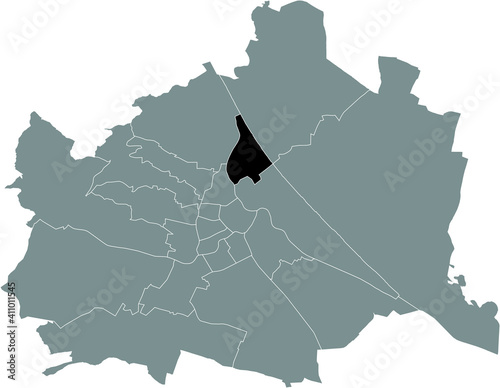 Black location map of Viennese Brigittenau district inside gray map of Vienna, Austria photo