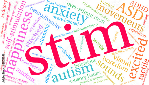 Stim Word Cloud on a white background. 