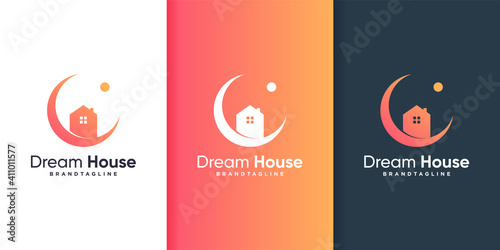 Dream house logo template with cool and modern concept Premium Vector