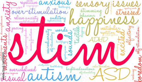 Stim Word Cloud on a white background. 