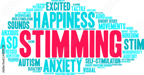 Stimming Word Cloud on a white background. 