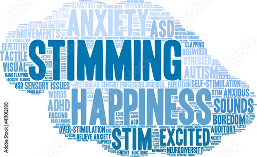 Stimming Word Cloud on a white background. 