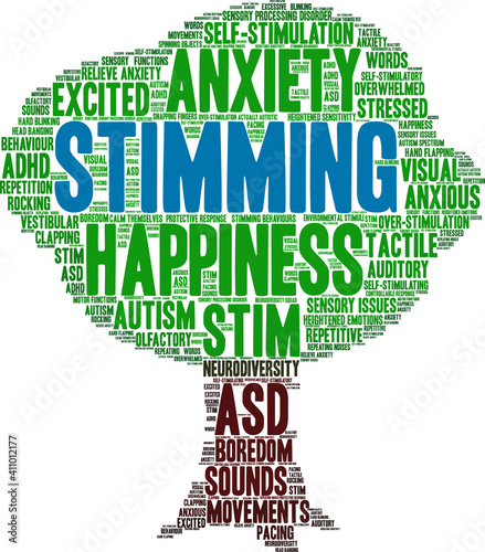 Stimming Word Cloud on a white background. 
