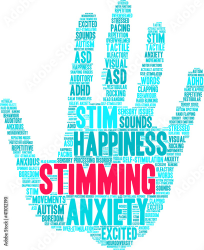 Stimming Word Cloud on a white background. 