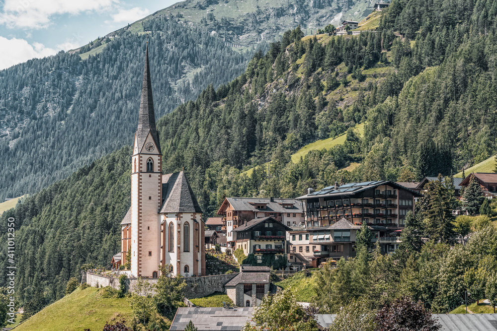 St Vincent Church in Heiligenblut Austrian village in Grossglockner mountain