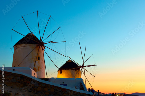 Windmills in Mykonos island in Greece