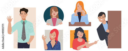 Group of business people character pose.
