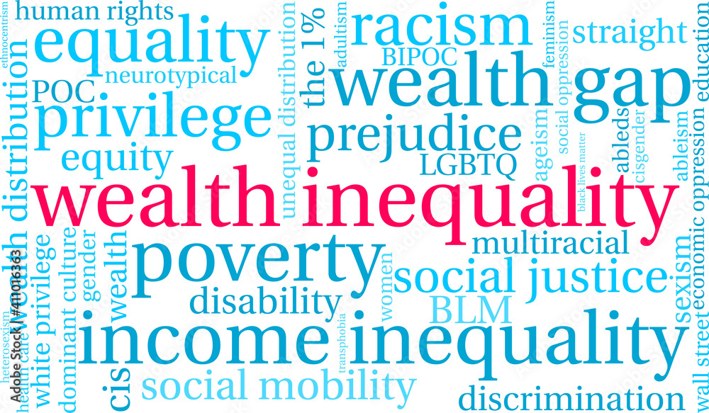 Wealth Inequality Word Cloud on a white background. Wealth Inequality Word Cloud on a white background.