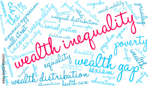 Wealth Inequality Word Cloud on a white background.