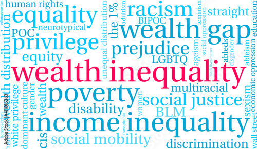 Wealth Inequality Word Cloud on a white background.