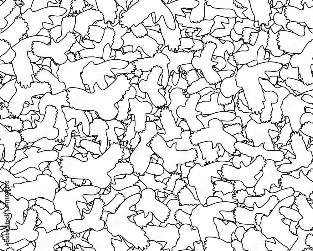 Naklejka premium White birds silhouette. Abstract creative composition. Seamless vector illustration.