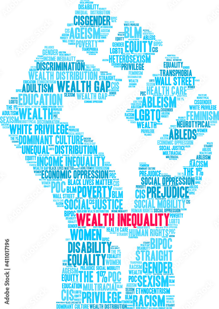 Wealth Inequality Word Cloud on a white background. Wealth Inequality Word Cloud on a white background.