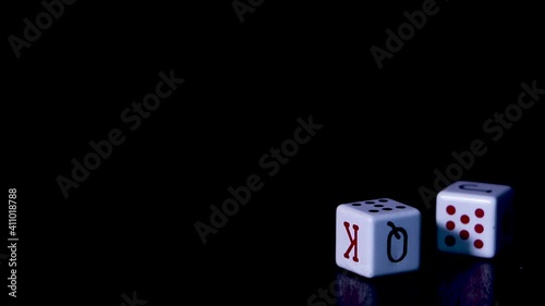 falling poker dice with black background