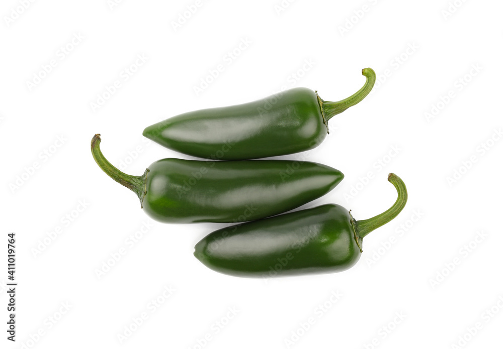 Close up fresh green jalapeno peppers isolated Close up fresh green jalapeno peppers isolated
