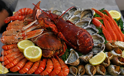 Large cold and raw seafood platter to share