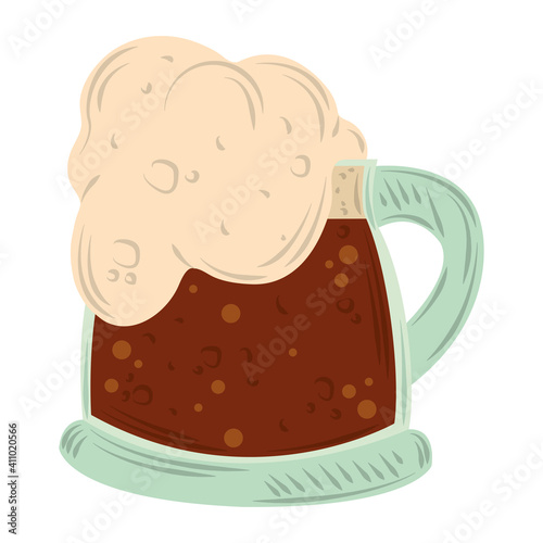 mug with cold beer icon flat vector