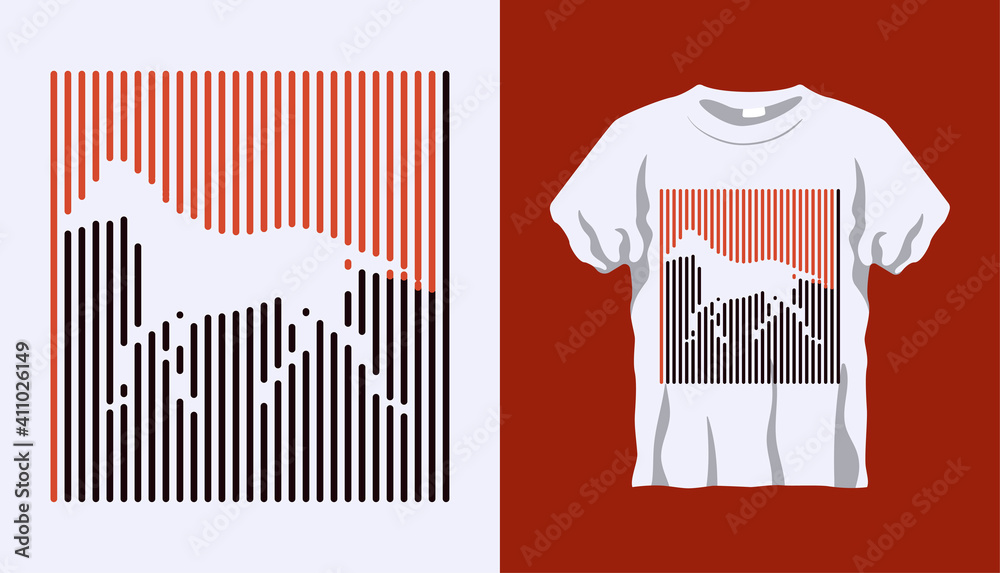 Inverted Silhouette of wild horse with brown and black stripes isolated on white background. Vector T-shirt Inverted Silhouette. Line art t-shirt design. Vector Eps10 file. Editable stroke.