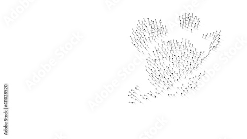 3d rendering of nails in shape of symbol of solar system with shadows isolated on white background