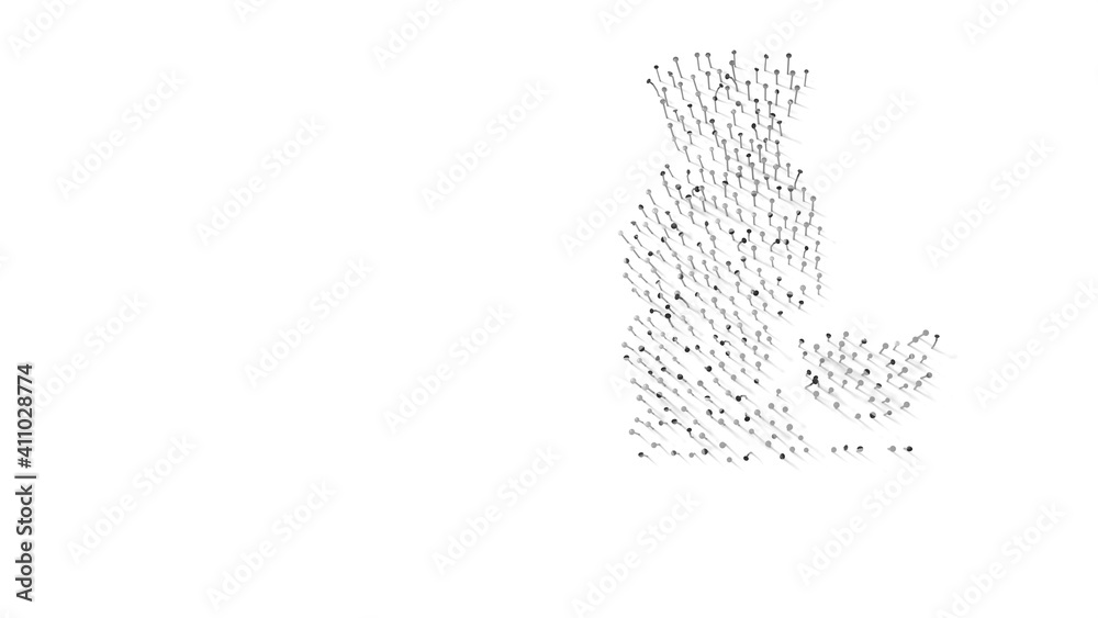3d rendering of nails in shape of symbol of sake with shadows isolated on white background 3d rendering of nails in shape of symbol of sake with shadows isolated on white background