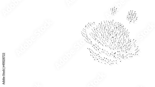 3d rendering of nails in shape of symbol of Saturn planet with shadows isolated on white background