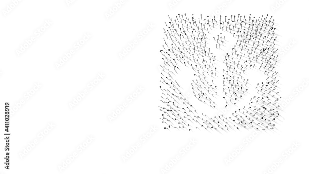 Fototapeta premium 3d rendering of nails in shape of symbol of port with shadows isolated on white background