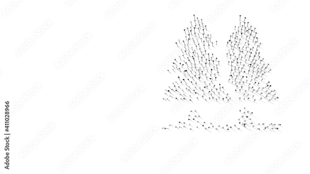 Obraz premium 3d rendering of nails in shape of symbol of pine with shadows isolated on white background