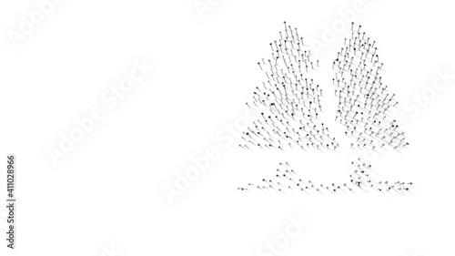 3d rendering of nails in shape of symbol of pine with shadows isolated on white background