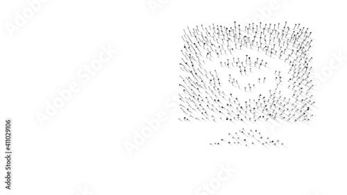 3d rendering of nails in shape of symbol of online education with shadows isolated on white background