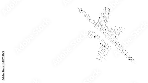 3d rendering of nails in shape of symbol of no flash camera with shadows isolated on white background