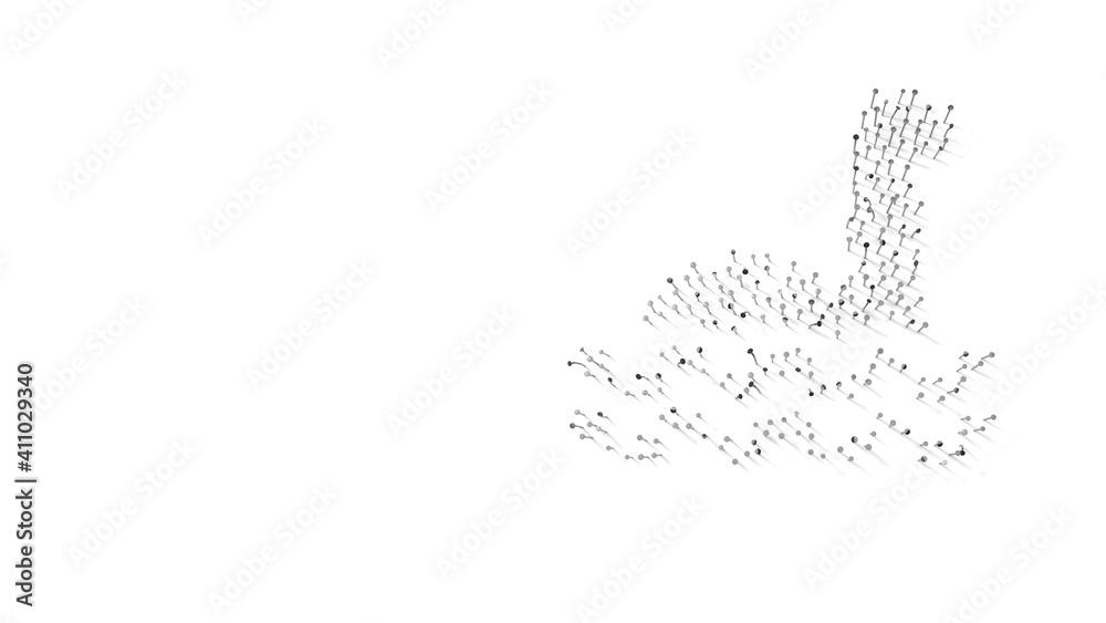 3d rendering of nails in shape of symbol of loch ness monster with shadows isolated on white background 3d rendering of nails in shape of symbol of loch ness monster with shadows isolated on white background