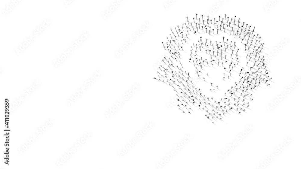 3d rendering of nails in shape of symbol of lion head with shadows isolated on white background 3d rendering of nails in shape of symbol of lion head with shadows isolated on white background