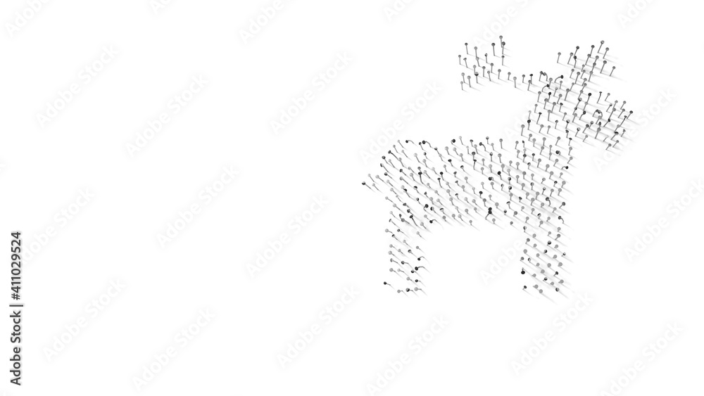 3d rendering of nails in shape of symbol of Christmas reindeer with shadows isolated on white background 3d rendering of nails in shape of symbol of Christmas reindeer with shadows isolated on white background