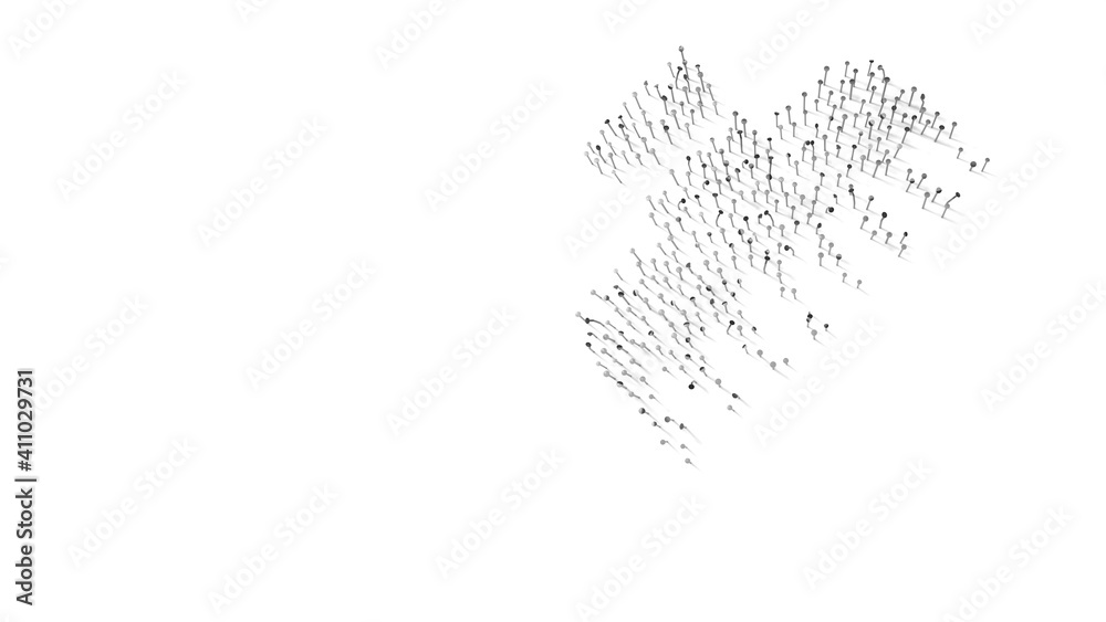 3d rendering of nails in shape of symbol of hair clip with shadows isolated on white background 3d rendering of nails in shape of symbol of hair clip with shadows isolated on white background