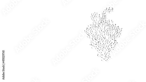 3d rendering of nails in shape of symbol of grape with shadows isolated on white background
