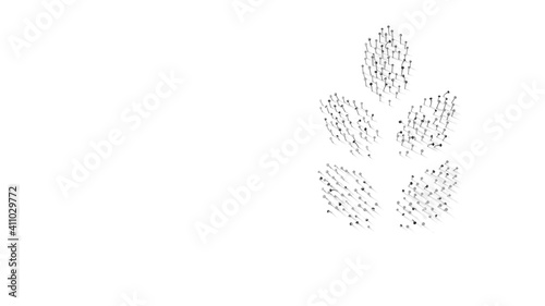 3d rendering of nails in shape of symbol of gluten with shadows isolated on white background