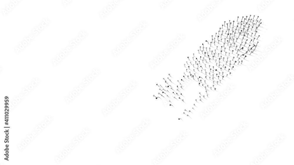Obraz premium 3d rendering of nails in shape of symbol of firework rocket with shadows isolated on white background