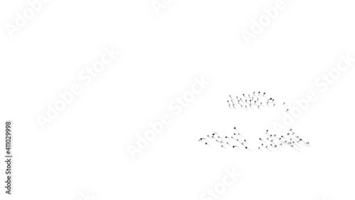 3d rendering of nails in shape of symbol of fighter plane with shadows isolated on white background
