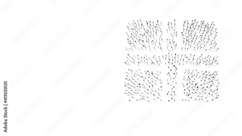 3d rendering of nails in shape of symbol of England with shadows isolated on white background 3d rendering of nails in shape of symbol of England with shadows isolated on white background