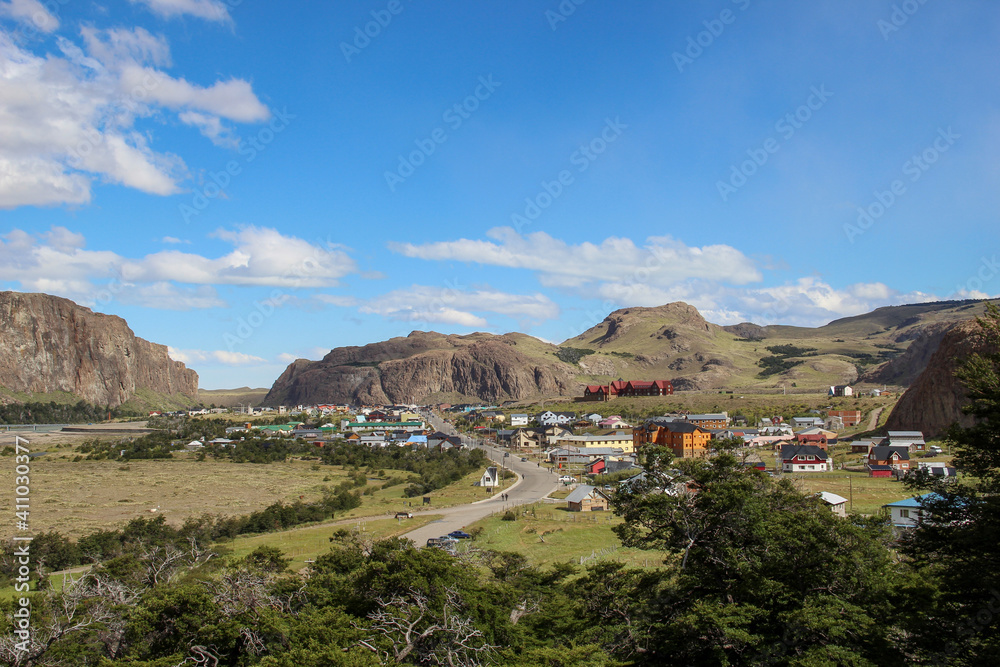 Little village in the Patagonia mountains