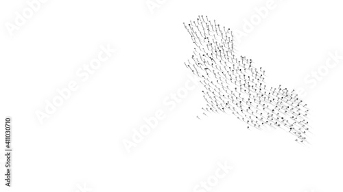 3d rendering of nails in shape of symbol of bat with shadows isolated on white background