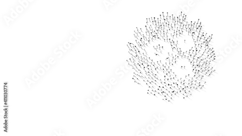 3d rendering of nails in shape of symbol of bacterium with shadows isolated on white background