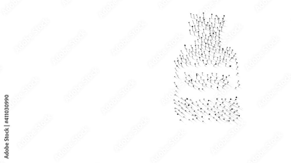 3d rendering of nails in shape of symbol of after shave water with shadows isolated on white background