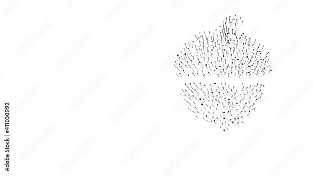 3d rendering of nails in shape of symbol of acorn with shadows isolated on white background 3d rendering of nails in shape of symbol of acorn with shadows isolated on white background