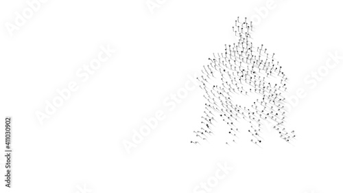 3d rendering of nails in shape of symbol of alien with shadows isolated on white background